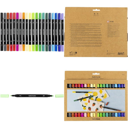Textile Markers Permanent Fabric Pens Creativ Double Tip 6 or 20 Piece Packs