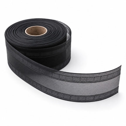 Black Translucent Curtain Header Wave Tape 75mm 3 Inch 2 Pocket Rows