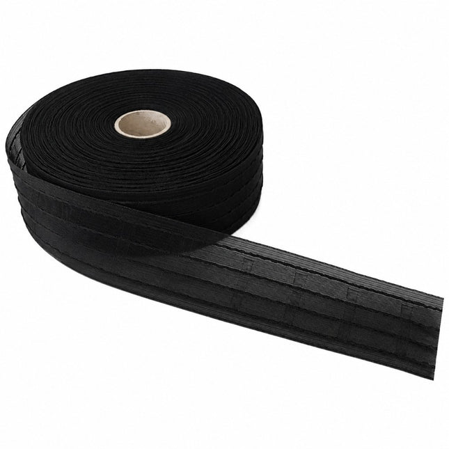 Black Netpleat Curtain Heading Tape 75mm 4 Cord 3 Pocket Rows