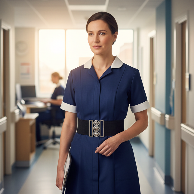 Nurses waspie buckle lifestyle — black elastic