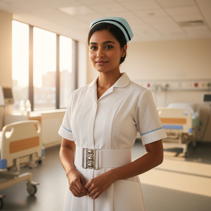Nurses waspie buckle lifestyle — white elastic