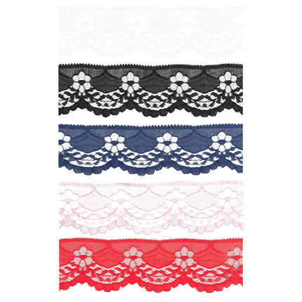 Flat Nylon Lace 40mm 5m Daisy Chain Scalloped Edge 6 Colours