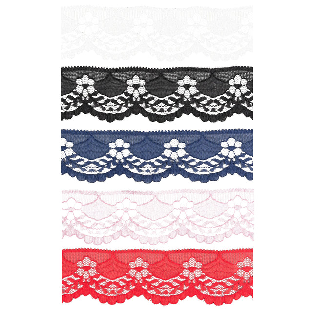 Flat Nylon Lace 40mm 5m Daisy Chain Scalloped Edge 6 Colours