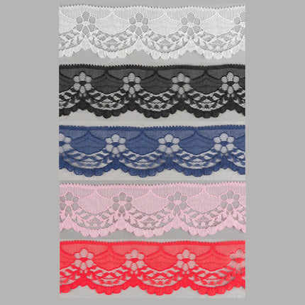 Flat Nylon Lace 40mm 5m Daisy Chain Scalloped Edge 6 Colours