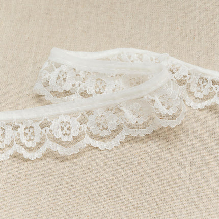 Frilled Nylon Lace 30mm White Ivory 3m Daisy Chain Scalloped Edge