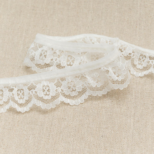 Frilled Nylon Lace 30mm White Ivory 3m Daisy Chain Scalloped Edge