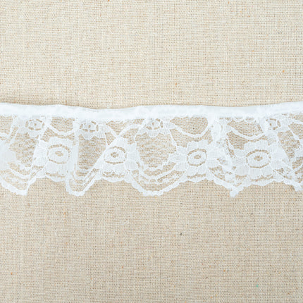 Frilled Nylon Lace Trim White Flower Pattern 45mm Thread and Trimmings

