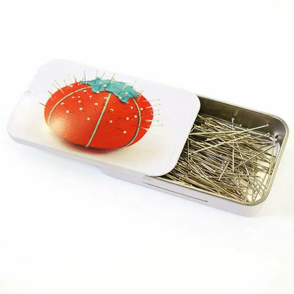 Dressmaking Pins 30mm Steel 500 Pack Tomato Pincushion Design Collectible Tin