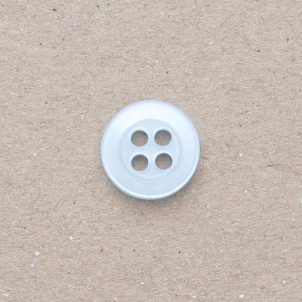 Round Four Hole Polyester Shirt Buttons - 11.5mm White, Black or Pale Blue - ThreadandTrimmings