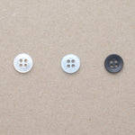 Round Four Hole Polyester Shirt Buttons - 11.5mm White, Black or Pale Blue