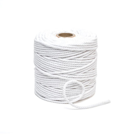 White Bleached Cotton Piping Cord 500g Roll Macrame Sewing Cushion Seam Size 1-6 - ThreadandTrimmings
