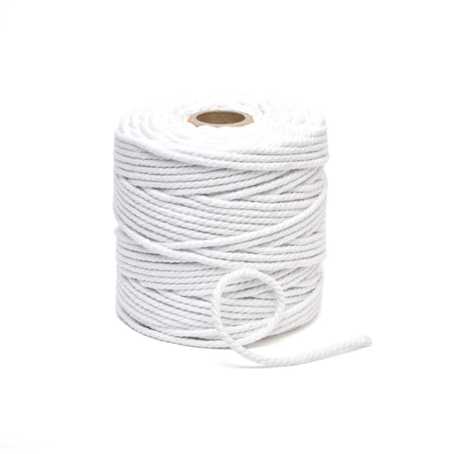 White Bleached Cotton Piping Cord 500g Roll Macrame Sewing Cushion Seam Size 1-6 - ThreadandTrimmings