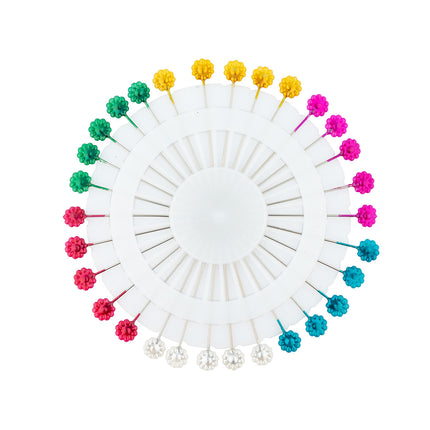 Sewing Pins Wheel 30 Pieces Plastic Heads Assorted Colours 53mm 60mm Craft Pins