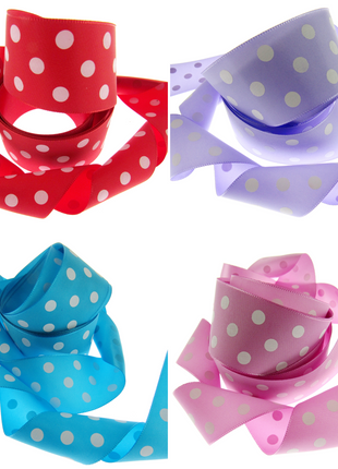 Polkadot ribbon on white background