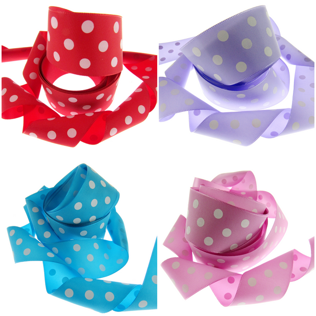Polkadot ribbon on white background