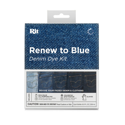 Rit Back to Black Renew to Blue Fabric Dye Kit Restore Faded Clothes