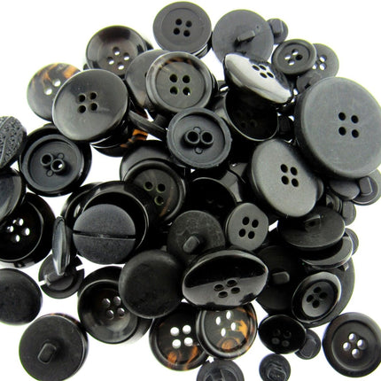 Mixed assorted black craft buttons