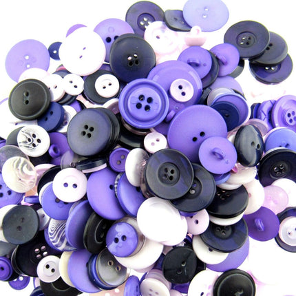 Mixed assorted lilac and purple craft buttons