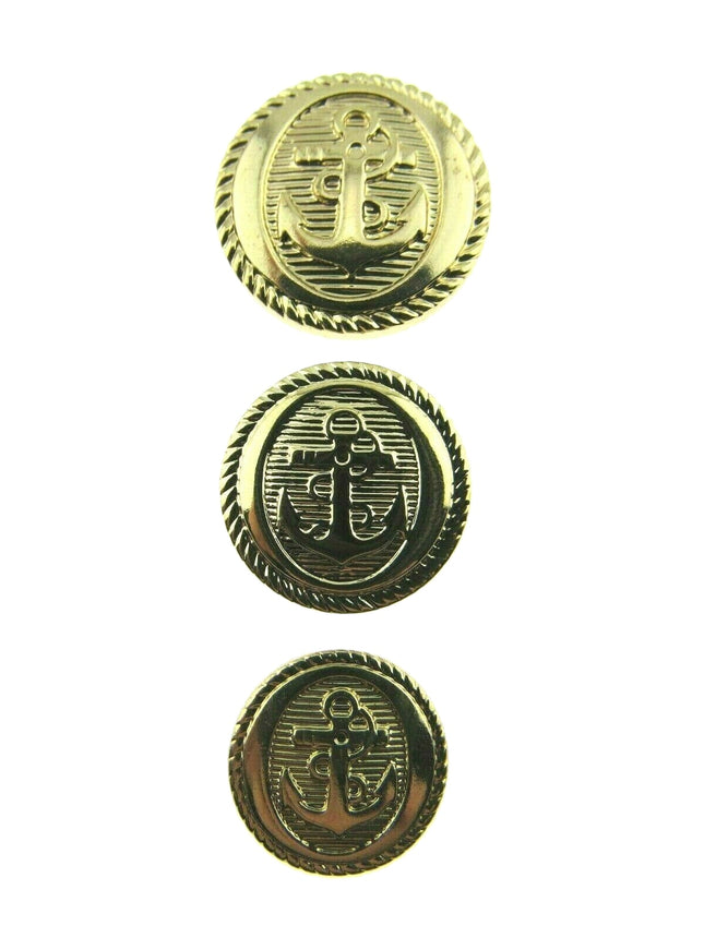 Anchor Buttons Round Gold Anchor Blazer Button Set Sailor Navy Style FSG - ThreadandTrimmings