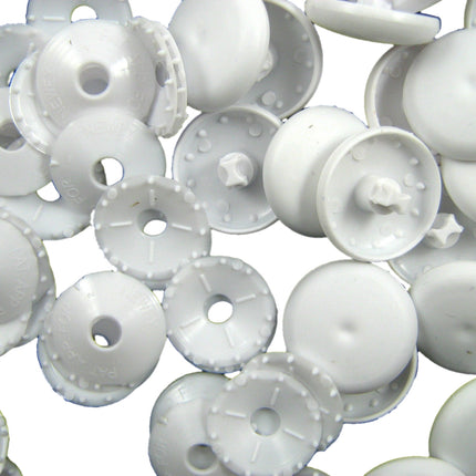 Plastic Self Cover Buttons White Plastic Easy To Use - 11mm 15mm 19mm 22mm 29mm - ThreadandTrimmings
