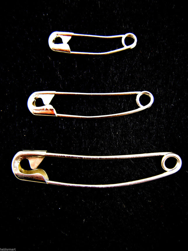 Curved Safety Pins Whitecroft Steel 144 Pieces Assorted Pack 29mm 40mm 52mm