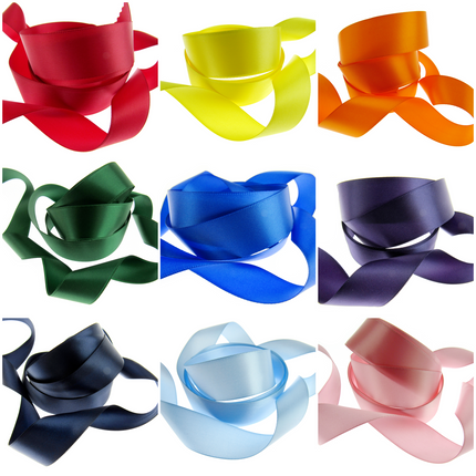Double Sided Satin Ribbon Woven Edge 100% Polyester 25m Roll 26 Colours