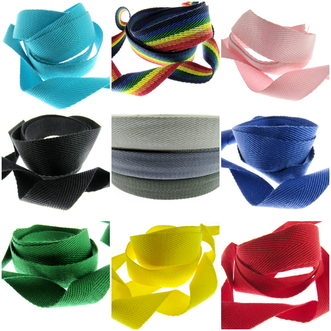 Soft Cotton Rich Webbing With Herringbone Weave -25mm Apron Tape For Bag Making - ThreadandTrimmings