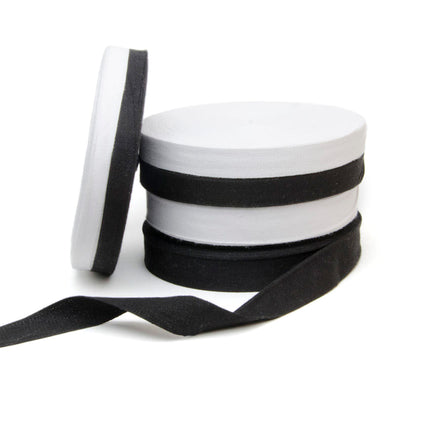 Cotton Bunting India Tape Pure Cotton Black White Seam Binding Reel - ThreadandTrimmings
