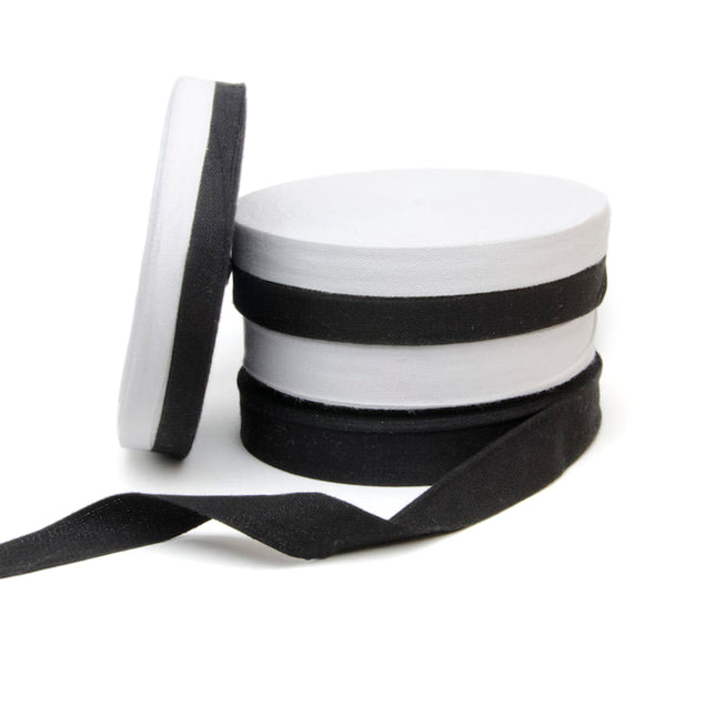 Cotton Bunting India Tape Pure Cotton Black White Seam Binding Reel - ThreadandTrimmings