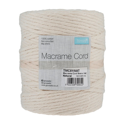 Natural Macrame Cord 100% Cotton 1 Kilo Rolls Made in UK - ThreadandTrimmings