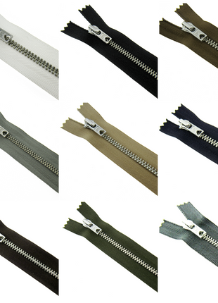 Trouser Skirt Jean Zip, Closed End Metal Teeth 5mm Wide Teeth, 9-Colours 4-Sizes - ThreadandTrimmings