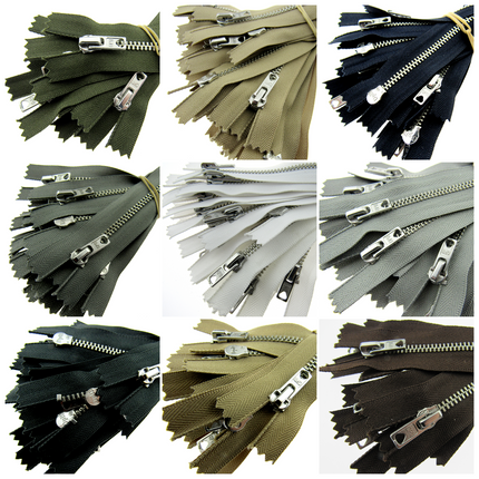 Trouser Skirt Jean Zip, Closed End Metal Teeth 5mm Wide Teeth, 9-Colours 4-Sizes - ThreadandTrimmings