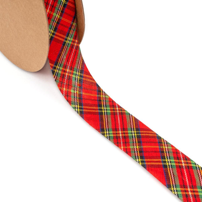 Tartan Bias Binding 25mm Wide By Trimz - ThreadandTrimmings