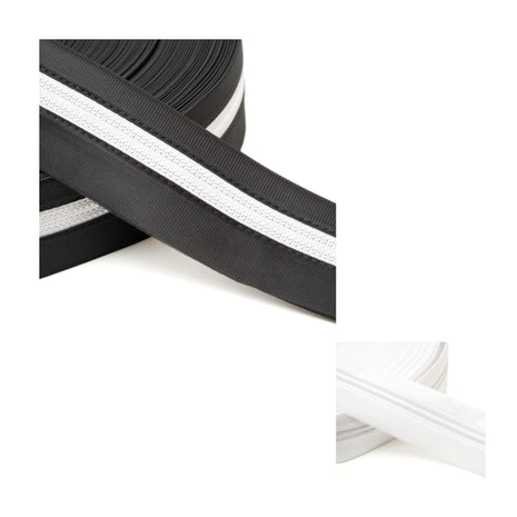 Trouser Waist Banding Shirt Grip 56mm Black White Rubberised Garment Alteration - ThreadandTrimmings