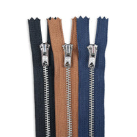 Trouser Skirt Jean Zip, Closed End Metal Teeth 5mm Wide Teeth, 9-Colours 4-Sizes