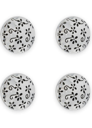 Clear Domed Buttons with Choice of Pretty Subtle Designs Black White 6pcs 15mm - ThreadandTrimmings