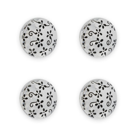 Clear Domed Buttons with Choice of Pretty Subtle Designs Black White 6pcs 15mm - ThreadandTrimmings