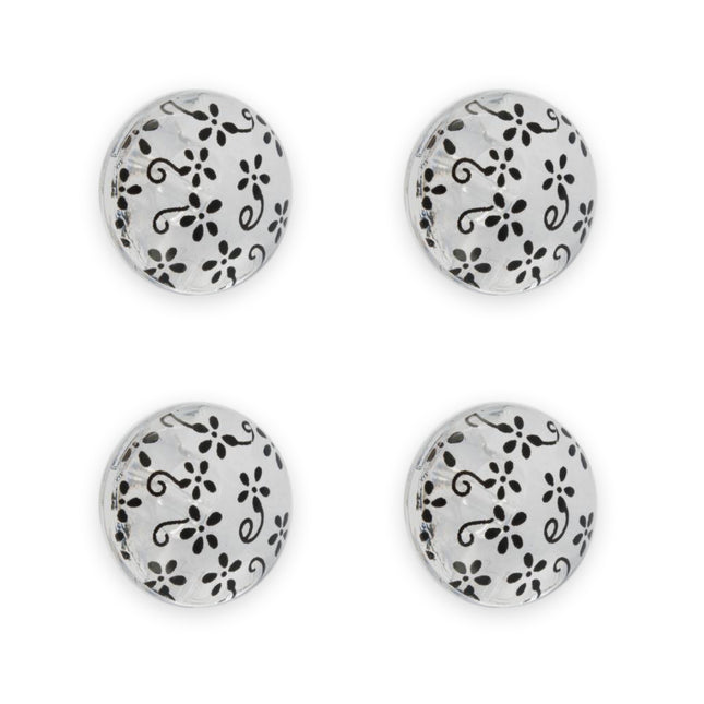 Clear Domed Buttons with Choice of Pretty Subtle Designs Black White 6pcs 15mm - ThreadandTrimmings