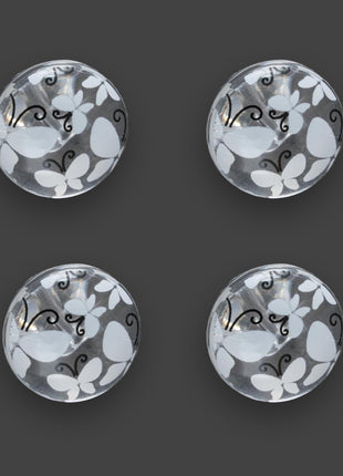 Clear Domed Buttons with Choice of Pretty Subtle Designs Black White 6pcs 15mm - ThreadandTrimmings