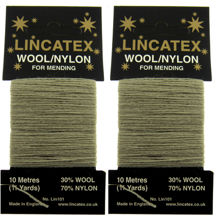Mending Darning Repair Wool & Yarn by Lincatex Price is for 2 x 10 Meter Cards - ThreadandTrimmings