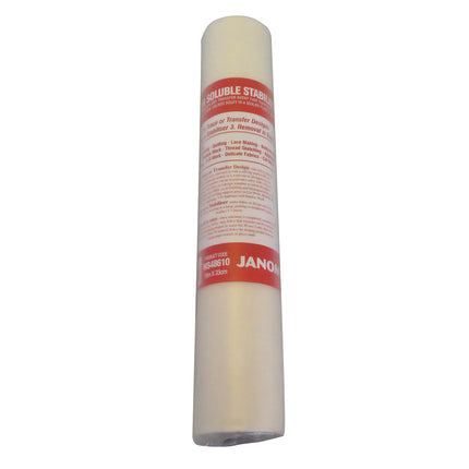 Janome Solvy water soluble stabiliser 33cm wide 10 metre roll topping stabiliser embroidery towelling velvet knitwear fleece pile fabric WS48610 Taiwan on a white background