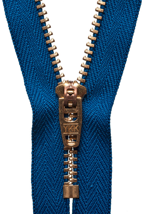 Brass Jean Zips by YKK 7 Colours & 5 Sizes Use For Jeans, Cords & Trousers - ThreadandTrimmings
