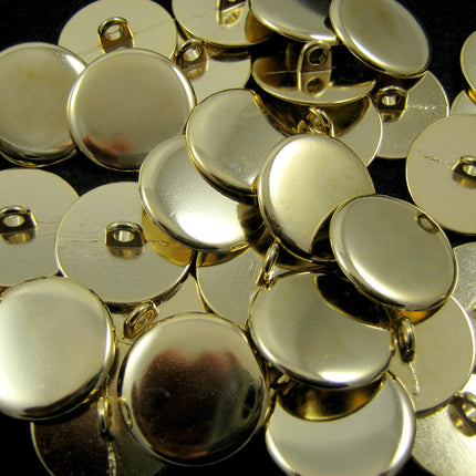 QUALITY PLAIN GOLD METAL POLISHED BLAZER BUTTONS with SHANK (B568) - ThreadandTrimmings