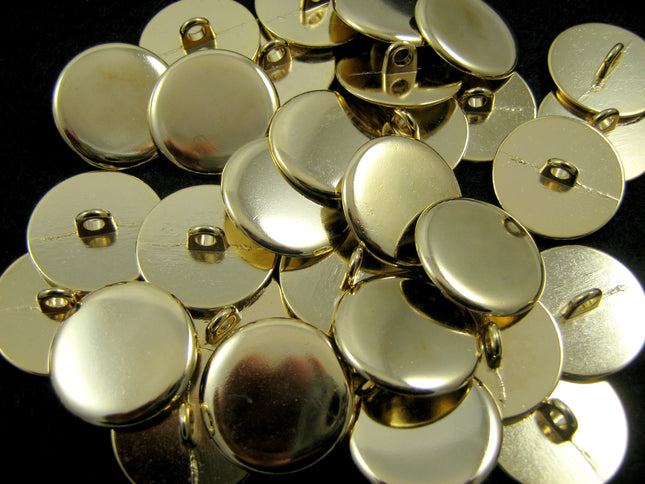 QUALITY PLAIN GOLD METAL POLISHED BLAZER BUTTONS with SHANK (B568) - ThreadandTrimmings