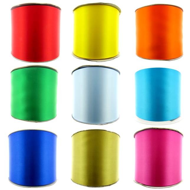 Close up of bright wide satin sash ribbon for wedding cars and hen parties