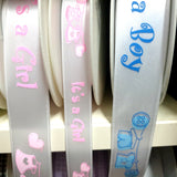 It's a GIRL - 15mm & 25mm New Born Baby Girl Pink Satin Ribbon 54406