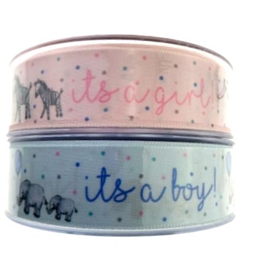 It's a Girl Satin Ribbon By Berisfords -3m Length - ThreadandTrimmings