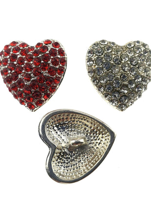 Diamante Love Heart Buttons Rhinestone Cluster with Shank 20mm x 18mm