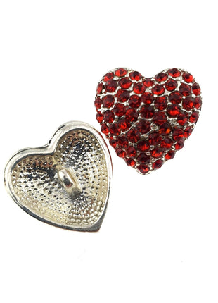 Diamante Love Heart Buttons Rhinestone Cluster with Shank 20mm x 18mm