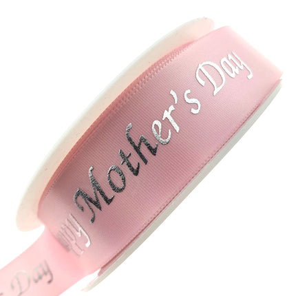 Mothers Day Ribbon - 3 x Meters - Pink Single Sided Satin Ribbon - 25mm Wide - ThreadandTrimmings